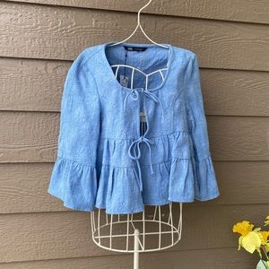 Zara top jacket/ blazer light blue